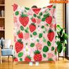 1pc Strawberry Blanket Suitable for All Seasons, Soft Flannel Bedspread with Strawberry Flower Leaf Print, Machine Washable Throw for Bed Sofa, Cozy G
