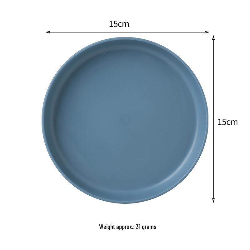 Pastellfarbenes Macaron-Tischgeschirr-Set: Plastikobst, Knochenplatten, Aufbewahrungsteller.