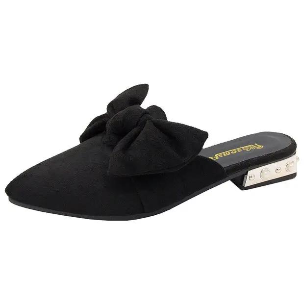 Fashion Low Heel Shoes Pointed Toe Slides Original New Style Casual Shoe 2025 Luxury Slip-resistant Women's Slippers and Ladies Sandals