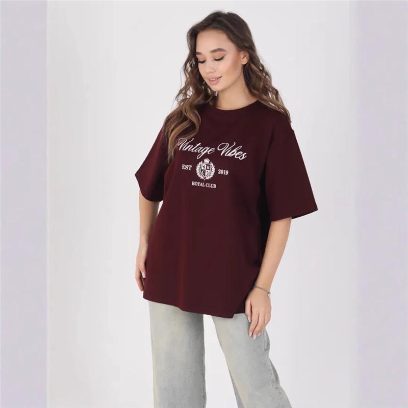 American Retro 2025 Oversized T-Shirt: Trendy High-End Print, Short Sleeve Summer Design