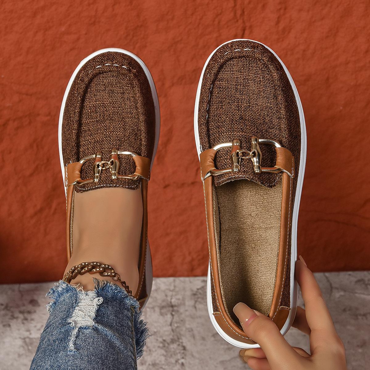 

Внешняя торговля большой размер повседневные одинарные туфли женские танкетка платформа парусиновые туфли для ног европейская и американская мода в наличии лоферы 43 коричневый