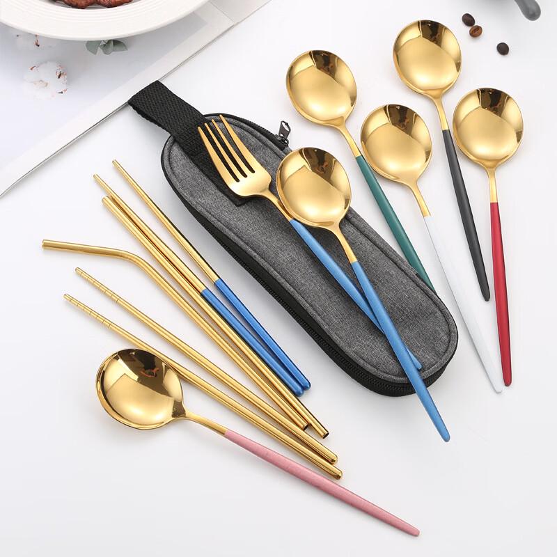 Portable 316 Stainless Steel Travel Cutlery and Straw Set