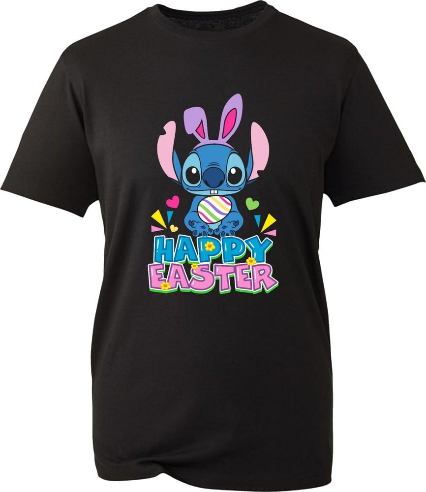 Happy Easter Lilo Stitch T Shirt Vintage Cartoon Lovers Funny Unisex Gift Top