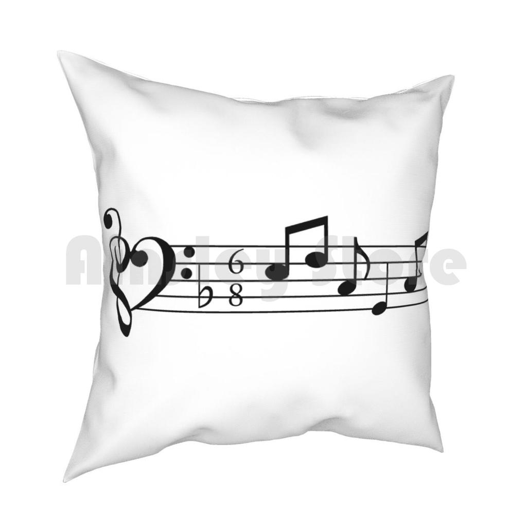 Treble And Bass Clef Heart Bar Of Music Pillow Case Printed Home Soft DIY Pillow Cover Treble Bass Clef Treble Clef Bass