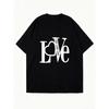 Vestito T-shirt Oversize Nero Stampa Lettere d'Amore Per Uso Casual