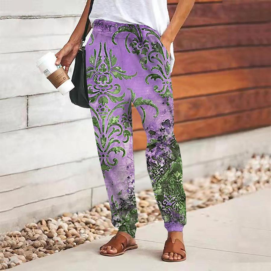 

Женские брюки в стиле ретро с принтом, на шнуровке, с эластичной талией, свободные, повседневные длинные брюки, брюки с карманами 2XL