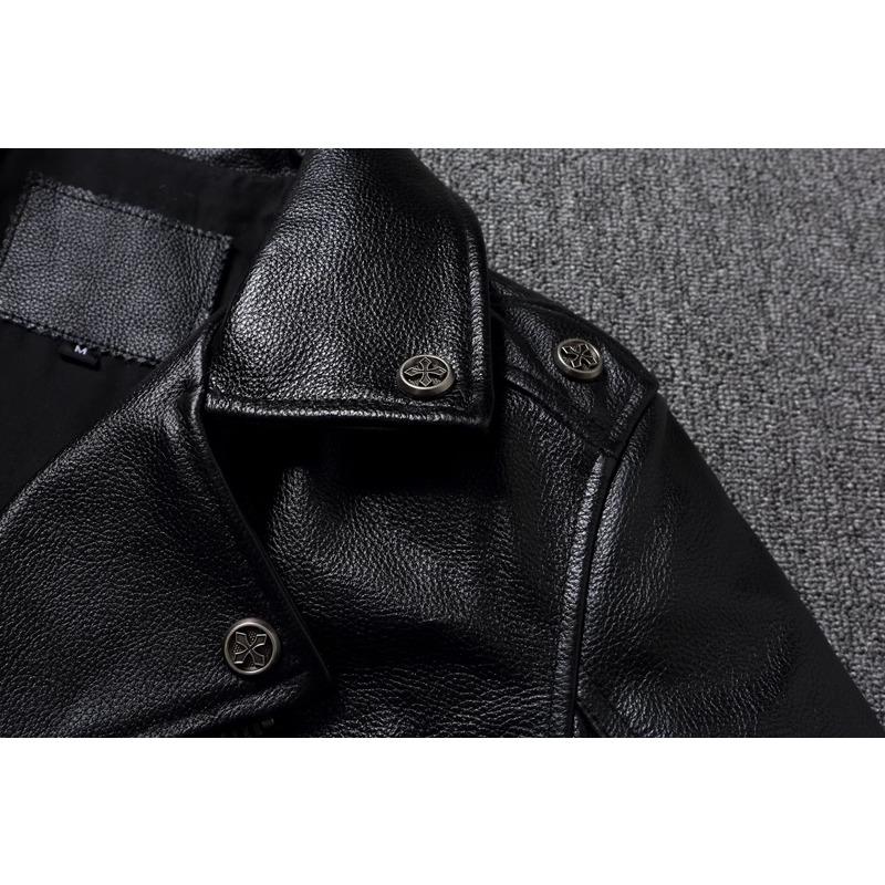 Chinese Size Heavy Motorcycle Jacket Natural Cowhide Leather Top Layer Causal Vintage Retro Moto Suit Leather Coat Winter