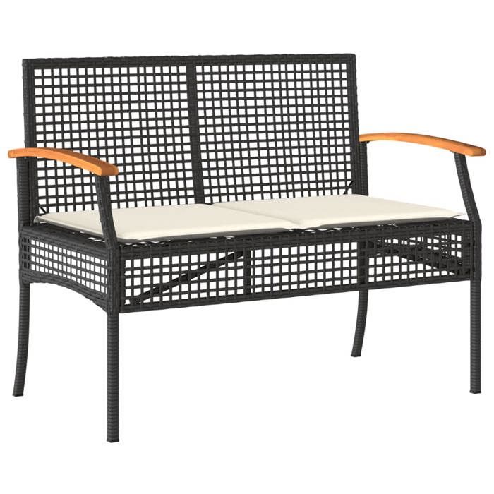 VidaXL Garden Bench with Cushion, Patio Seat, Terrace Chair, Outdoor Balcony Backyard Park Furniture, Black 366255