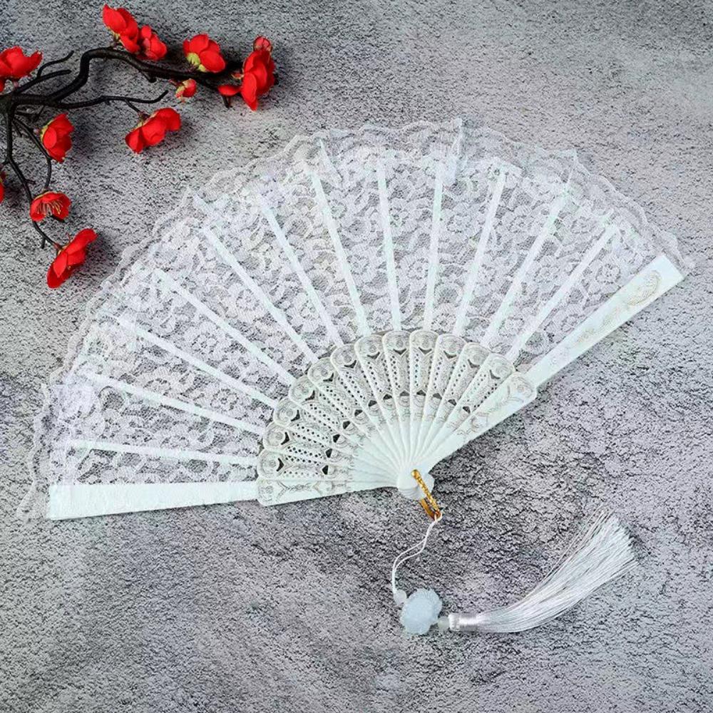 Multicolor Hand Fan Lace Wedding Party Bride Fan White Fur Folding Fan  Hand Held Party Decoration