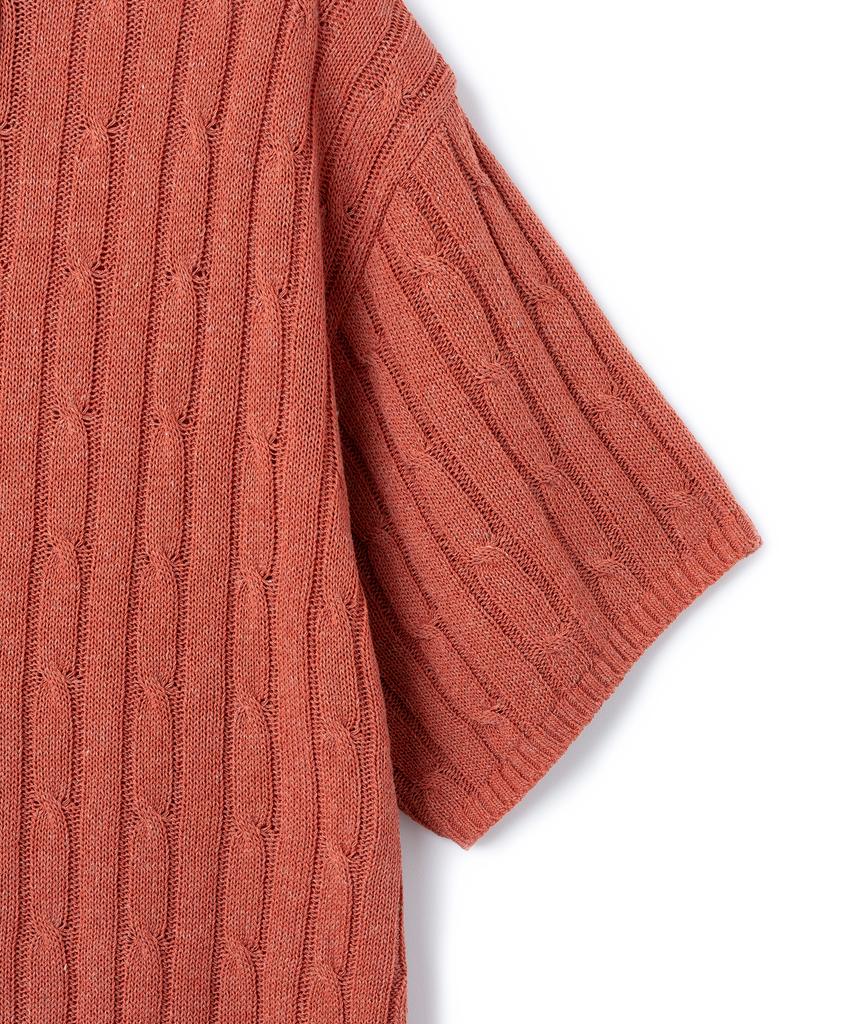 KNITTED Linen Cable Collar Half Knit Orange