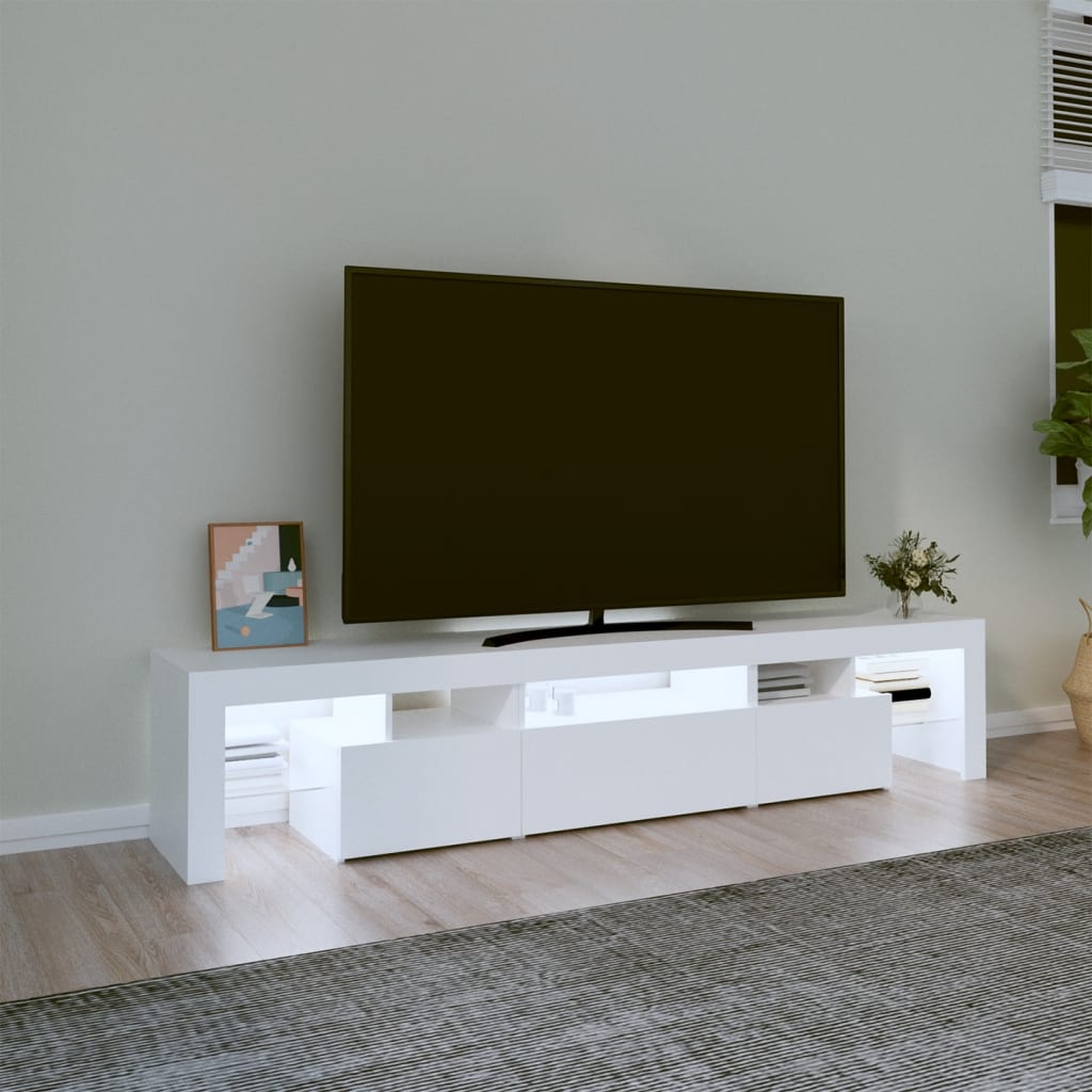 Vidaxl Szafka Pod Tv Z Oświetleniem Led, Biała 200X36,5X40 Cm
