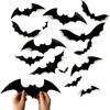 Halloween 3D Bats Wall Decorations, Black Hanging Bat Stickers, Spooky Party Supplies for Haunted House Decor