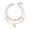 Damen Bohemian Resort Stil Seestern Perle Mehrschichtige Halskette Vielseitiges Strandaccessoire