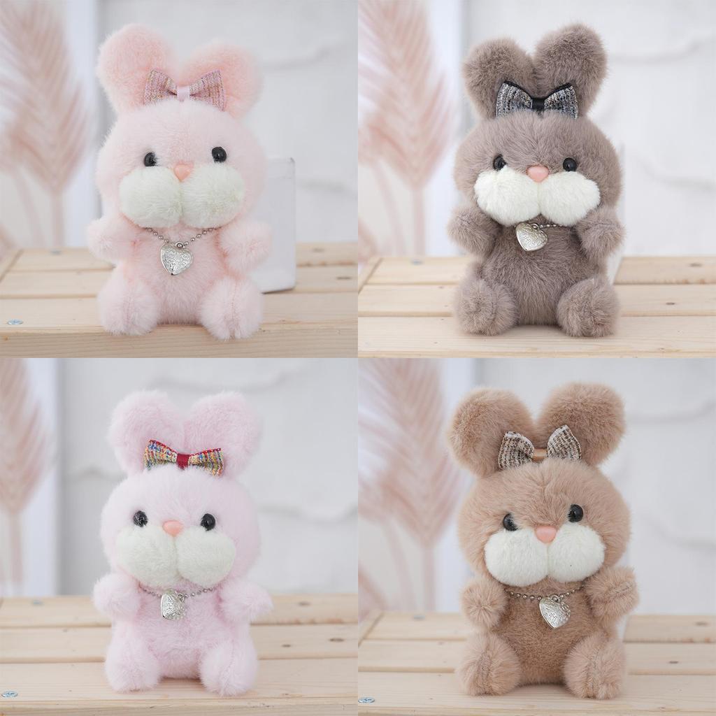 Cute Bunny Plush Keychain With Bow Tie Soft Toy Cartoon Bag Pendant For Kids And Adults