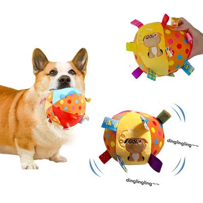 Plüsch-Hundespielzeugball mit Gesang, lustiges interaktives Haustierspielzeug mit Glöckchen, Zahnreinigungs-Kauspielzeug für kleine und große Hunde, Katzen, Welpenspielzeug