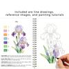 Cuaderno de Acuarela de Flores con Espiral Papel Grueso Guías Fáciles Para Principiantes Práctica Diaria de Arte
