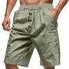 Men's Relaxed-Fit Linen Beach Casual Washed Button-Fly Athletic Shorts