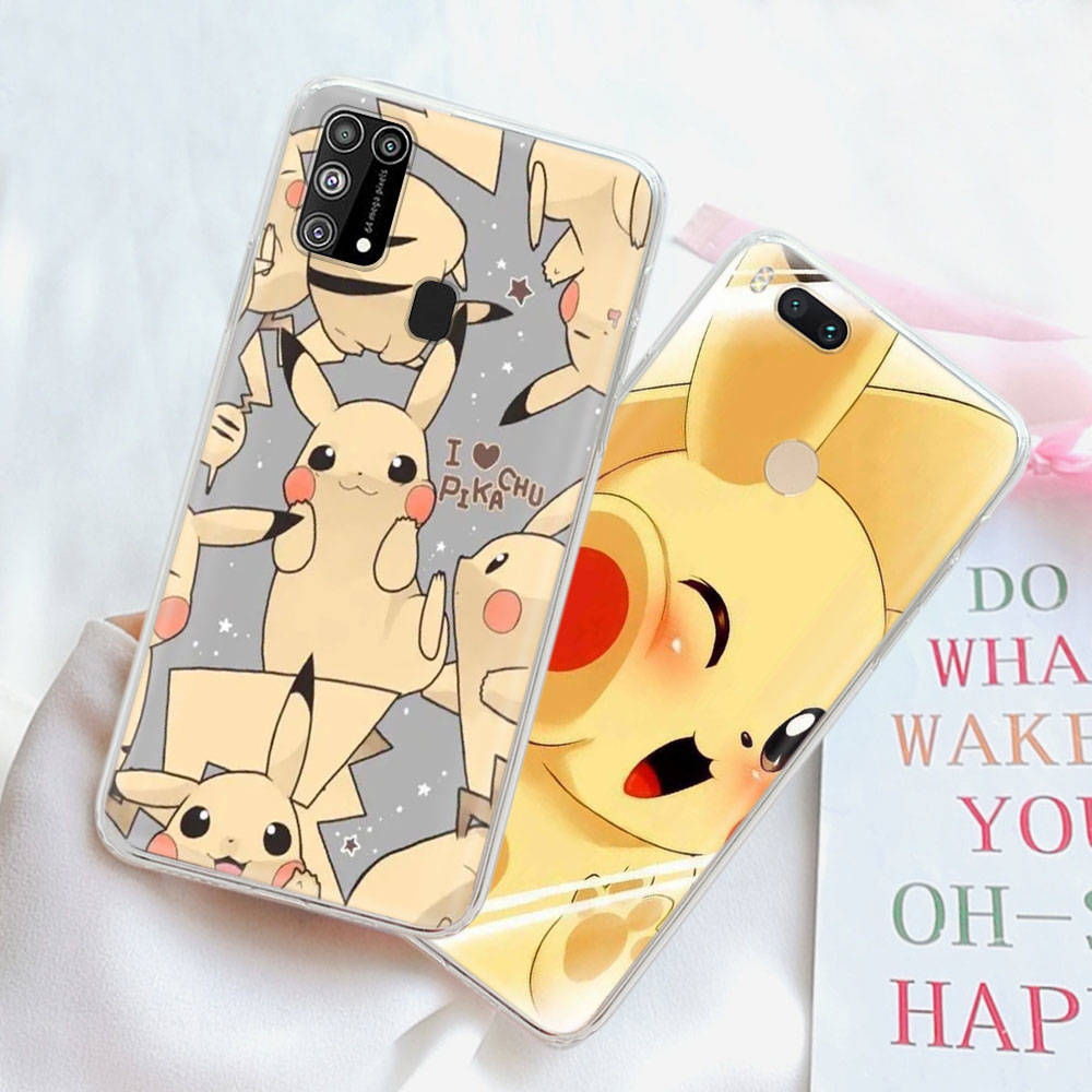 PK11 Lovely Pikachu Transparente Hülle für Samsung A04 A14 A23 M33 M53 Realme 10 9 C35 C55 VIVO Y02 Y12 Infinix Hot 30 Note 11 Tecno Spark 8P Pro