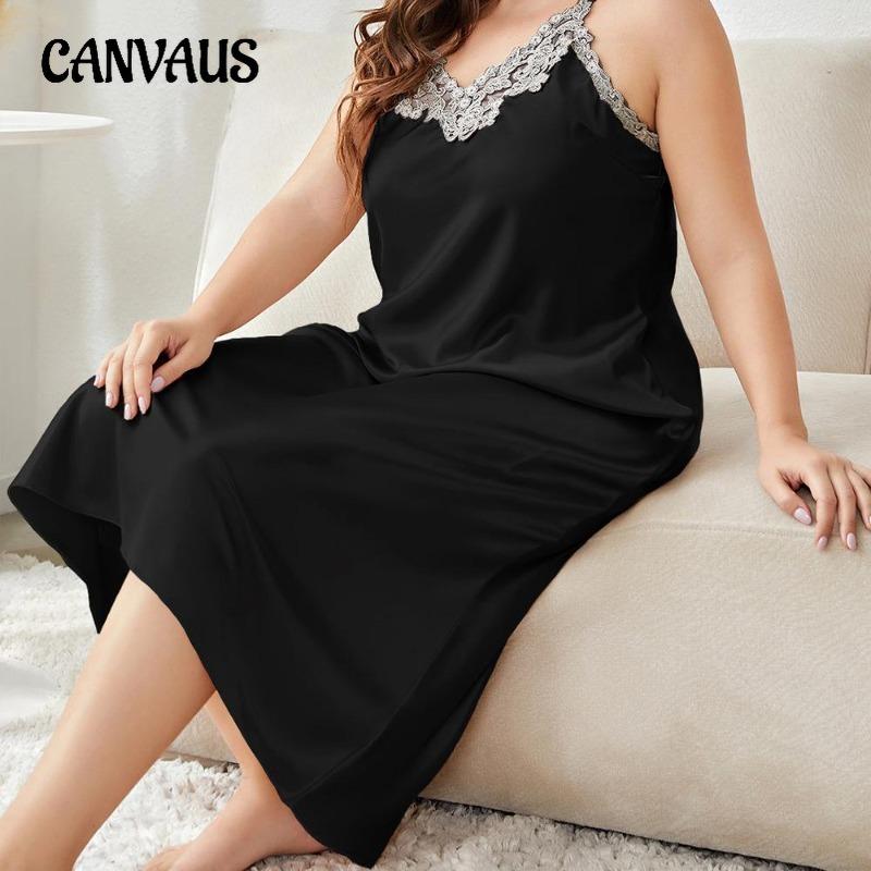 Nattkjole for kvinner i ekstra størrelse, sommer, tynn, lang pyjamas