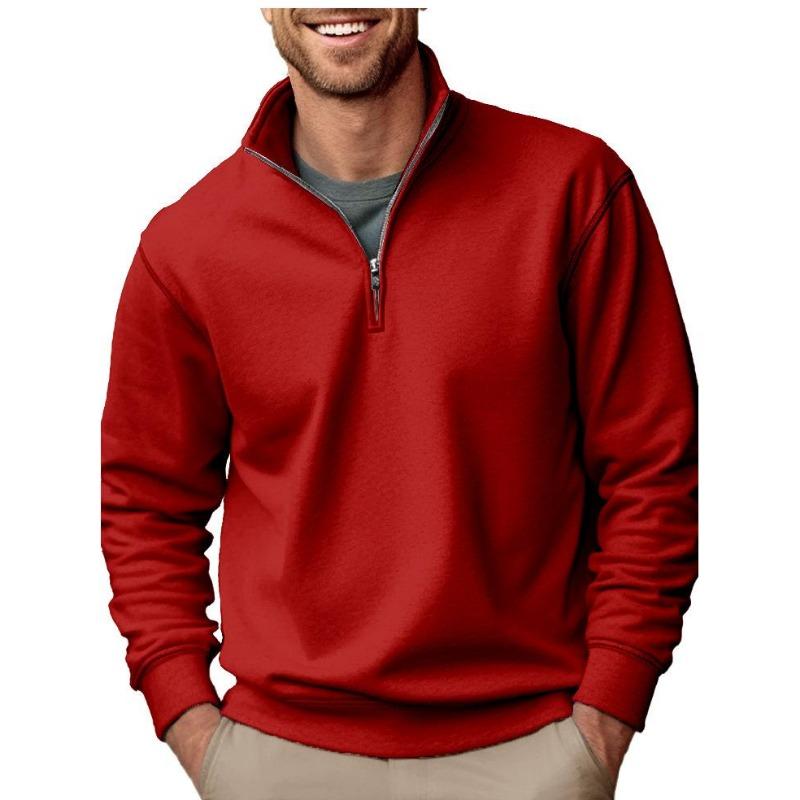 Autumn New Casual Fashion Men's Sweater Solid Color Versatile Stand-up Collar Zipper Top