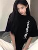 Women's Plus Size Pure Cotton Short Sleeve T-Shirt, 2025 Summer Collection, Straight Shoulder, American High Street Style, Loose Fit Top.