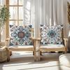 Retro Tile - Inspired Floral Pillow CoversLiving Room Sofa Cushion Cover, Soft and Comfortable, Bedroom Room Decoration