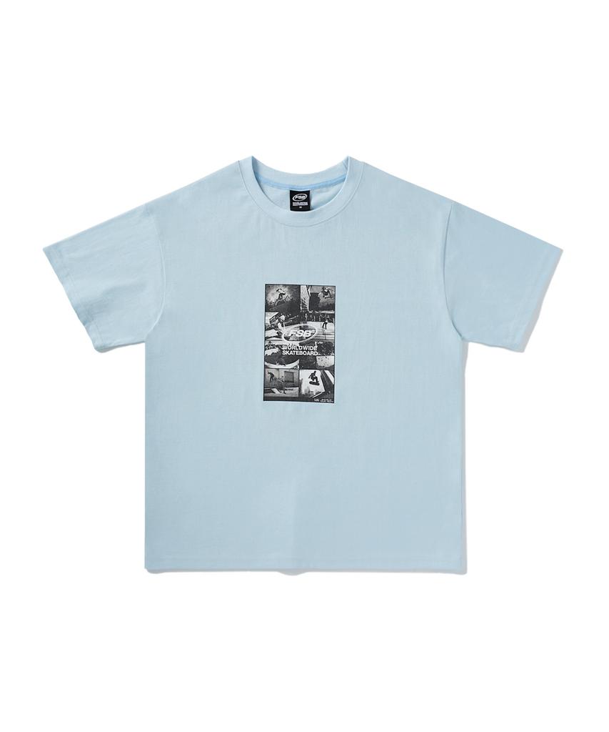Peullukeu Skateboard Division Short Sleeve T-Shirt Sky Fst329