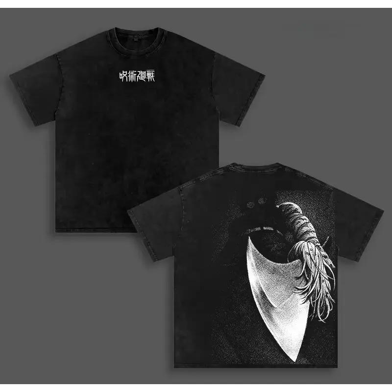 2026 Anime Jujutsu Kaisen T-shirt Zenin Maki Y2k Washed Oversized Tee Shirt Men's Summer Short Sleeve Casual Cotton Clothing Top