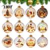 Decorative Acrylic Holiday Spheres Glowing Christmas Ball Ornaments, 3D LED Lighted Hanging Unique Gift Ideas Balls for Tree Mantel Window, Home Decor