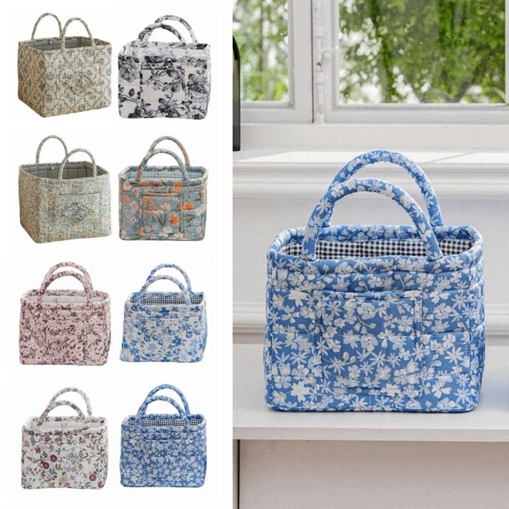 Floral Print Laundry Organizer with Side Pocket Miscellaneous Storage Basket  Shopping