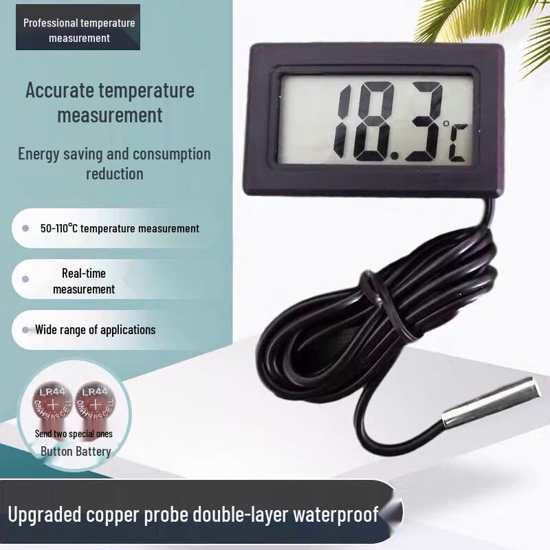 Digitales Anzeigethermometer mit Sonde für Elektronik, Kühlschränke und Aquarien