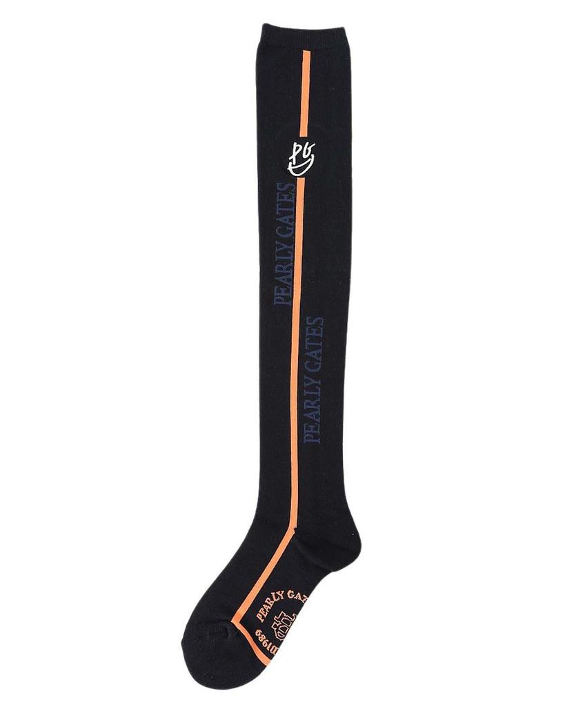 PEARLY GATES Women's Knee-High Socks (Vertical Lines with Brand Logo) / Golf Socks / 053-5186214 120_Navy FR