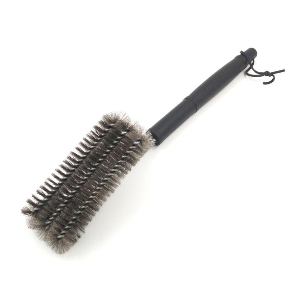 Long Handle Barbecue Cleaning Brush Triangle Grill Cleaning Steel Brush Multi-Function   Camping