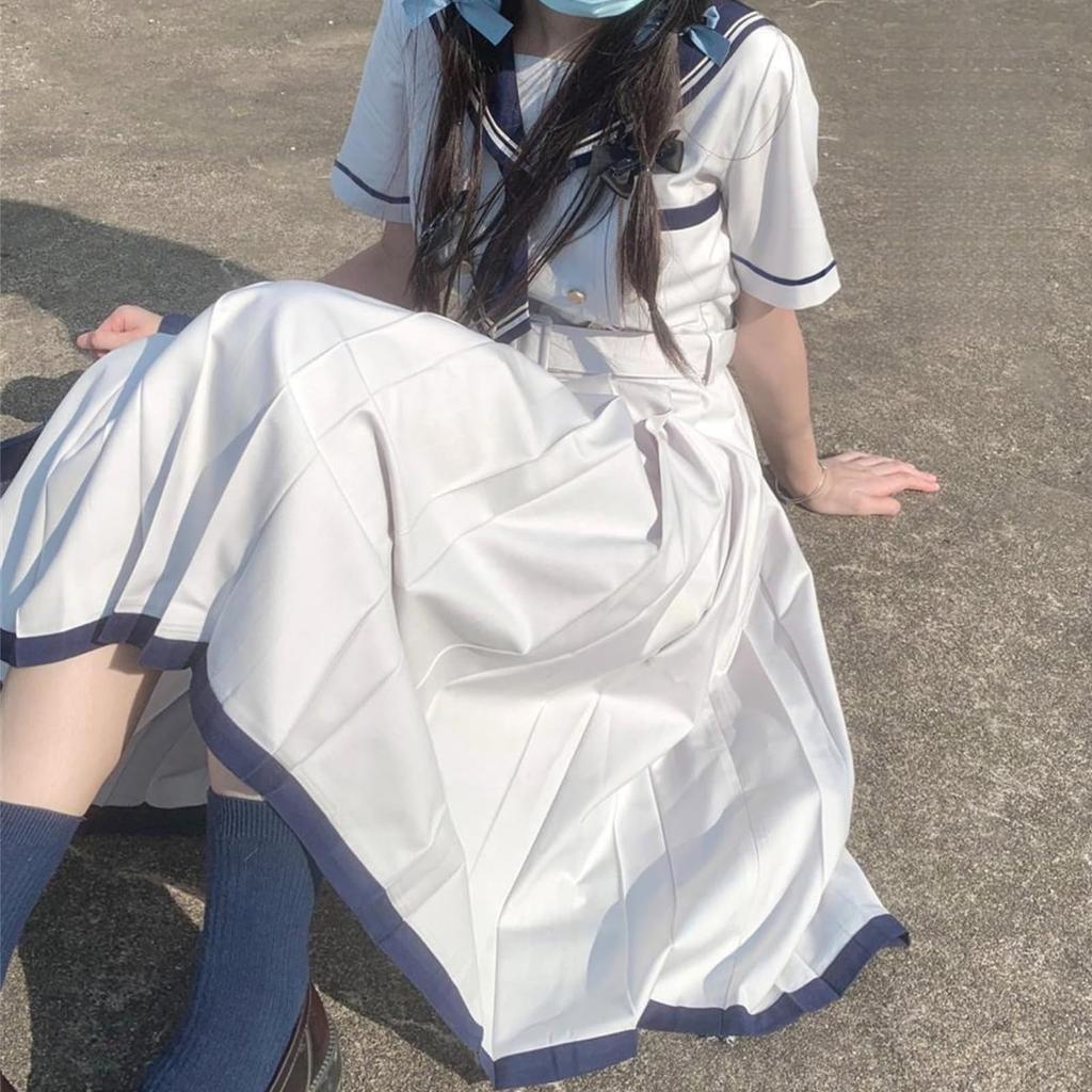Sailor Short Halloween Sailor School Shirt White [TUISKU] Dress, Sleeved, White, Cosplay, Costume, Uniform, Uniform, Dress, Lolita, Adult, Women's,