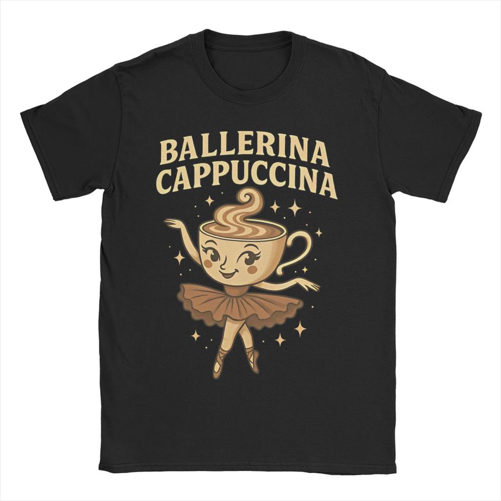 Ballerina Cappuccina Men's T Shirt Italian Brainrot Funny Tees Short Sleeve Round Collar T-Shirt Pure Cotton Plus Size Tops