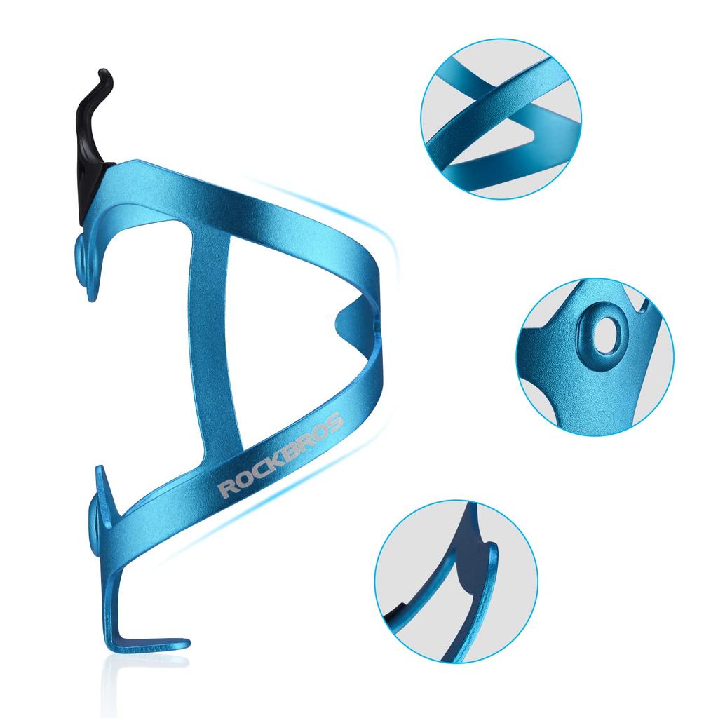 ROCKBROS Bicycle Drink Bottle Cage for Road Aluminum Lightweight and Fits PET and Tool Bottles Holder, Bikes, Alloy, Durable, (Blue)