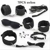7 PCS BDSM Bondage Restraint Set Sex Handcuffs Whip Anal Beads Butt Plug   Bullet Vibrator  Toys for Woman
