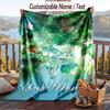 Custom Text Flannel Throw Blanket, Lightweight Cozy Bed Sofa BlanketFrieren Beyond Journey's End