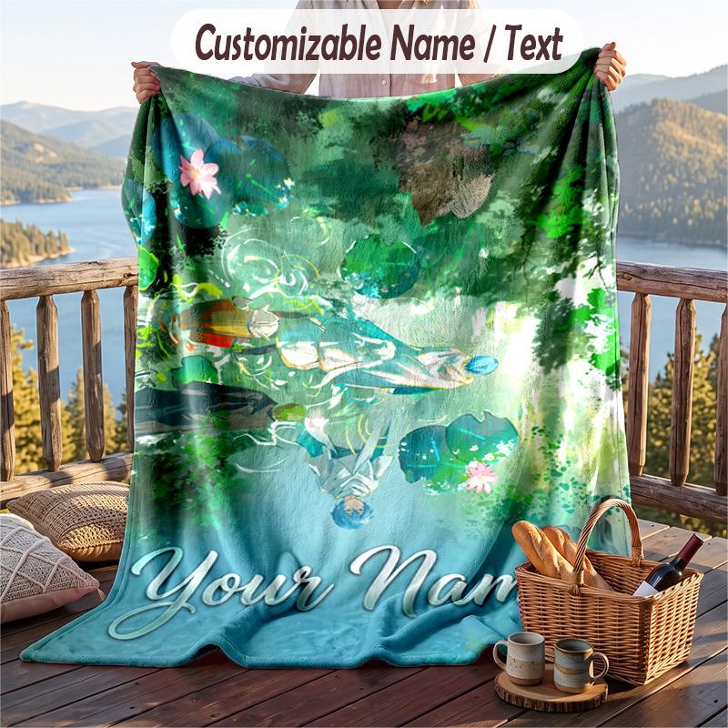 Custom Text Flannel Throw Blanket, Lightweight Cozy Bed Sofa BlanketFrieren Beyond Journey's End