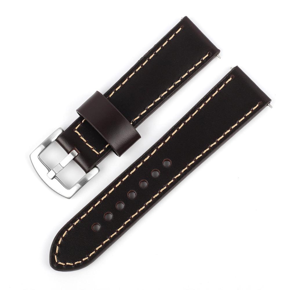 

Calfskin Genuine Leather Strap 18mm 20mm 22mm 24mm First Layer Cowhide Quick Release Watch Band Smartwatch Watches Accessories 24mm кавовий