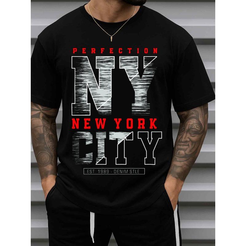 

Европейские размеры Мужская футболка NY Perfection Tee - Черная с коротким рукавом, с круглым вырезом, Повседневная рубашка с минималистичным принтом логотипа NY, Всесезонная, Удобная S чёрный