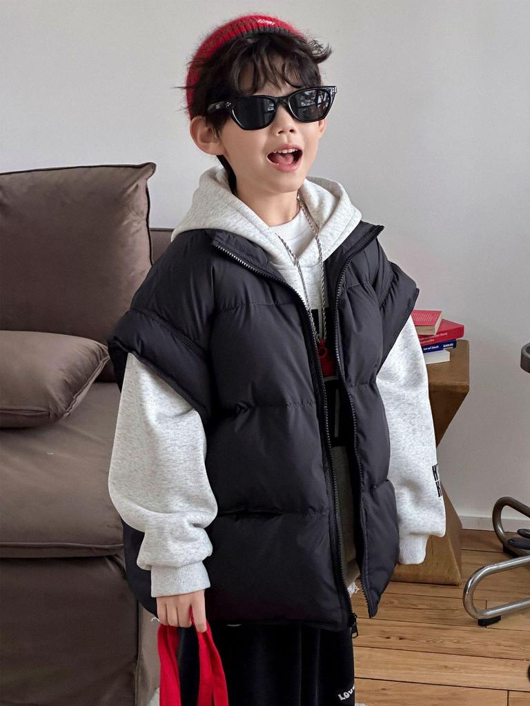 2025 Boys' Autumn/Winter Down Vest - Sleeveless Padded Jacket for Kids - Warm, Loose Outerwear