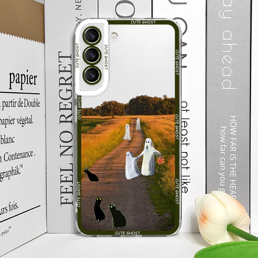 Aesthetic Cute Cartoon Little Ghost Phone Case for Realme 12 10 11 9 Pro Plus 8i 9 7i PRO C75 C64 C31 C30 C53 C35 5G Soft Cover