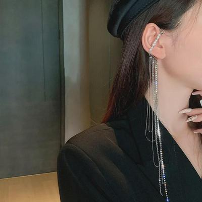 Exquisitos Pendientes Largos de Borla con Perla de Imitación y Diamante para Mujer