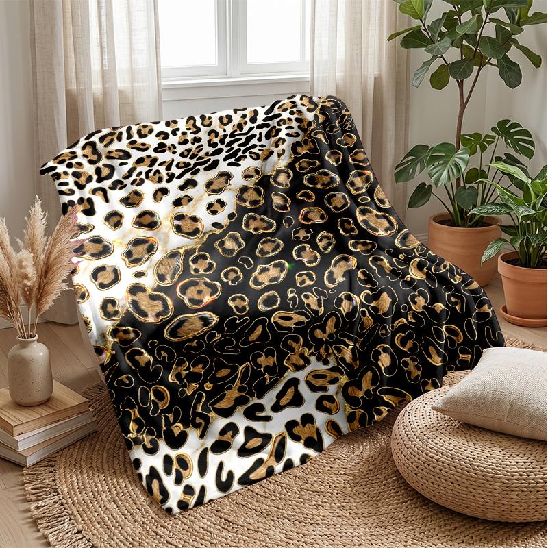 Leopard Print Fashion Pattern Theme blanket Lightweight Warm Flannel Blanket Decorative Throw Blanket for Home Decoration
