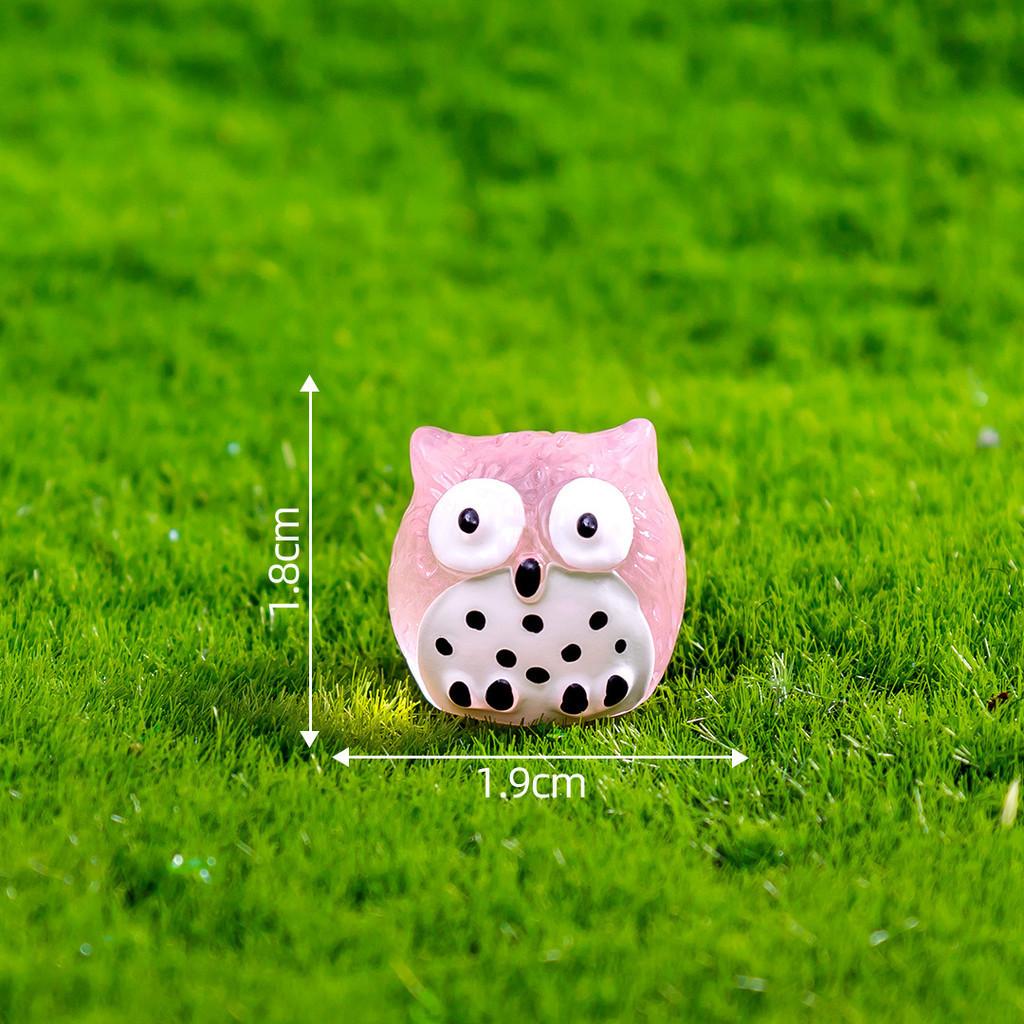 10Pcs/lot Cute Luminous Owl Animal Miniatures Mini Figurine Glow in the Dark Ornaments Fairy Garden Decoration Micro Landscape