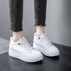 White Leather Platform Sneakers Women Thick Sole Slip On Comfort Walking Shoes Height Increase Casual Autumn