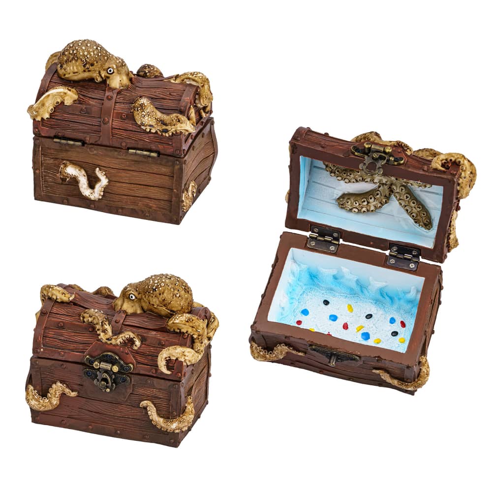 Retro Treasure Chest Creative Monster Magic Box Resin Vintage Stash Box Secret Storage with Lock Dice Holder for Home Decoration