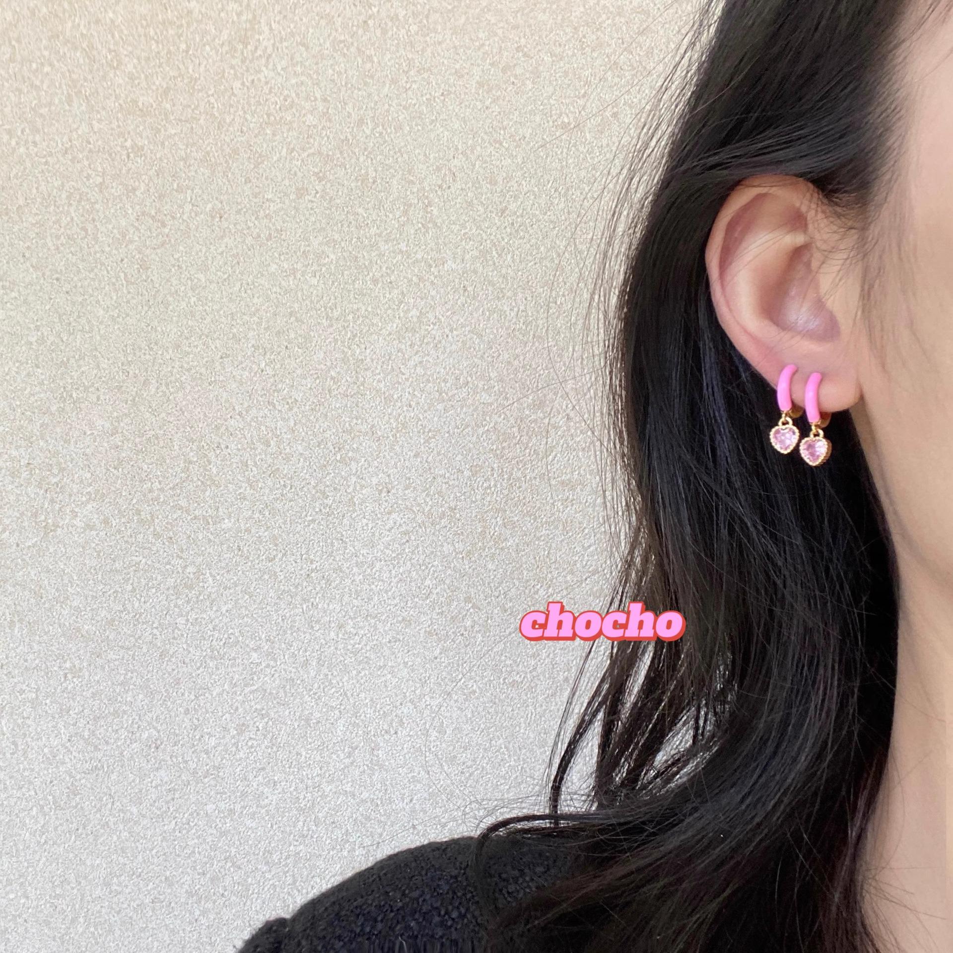 

YFEIFEIE Романтичные серьги-феи с фиолетовым кристаллом в форме сердца для женщин - Легкая роскошь, нежный и милый нишевый стиль