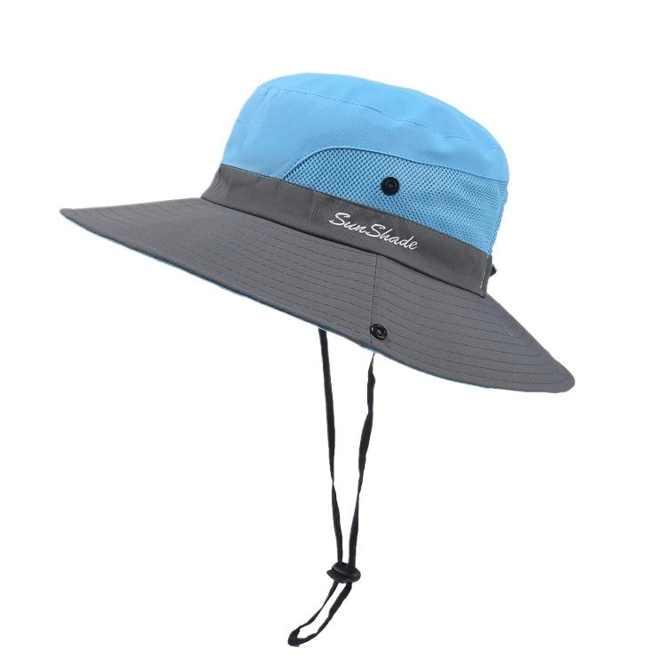 Sommer Damen Outdoor Sonnenhut Zopfloch Fischerhut Sonnenschutz Sonnenhut atmungsaktiv Bergsteigerhut Eltern-Kind-Modell